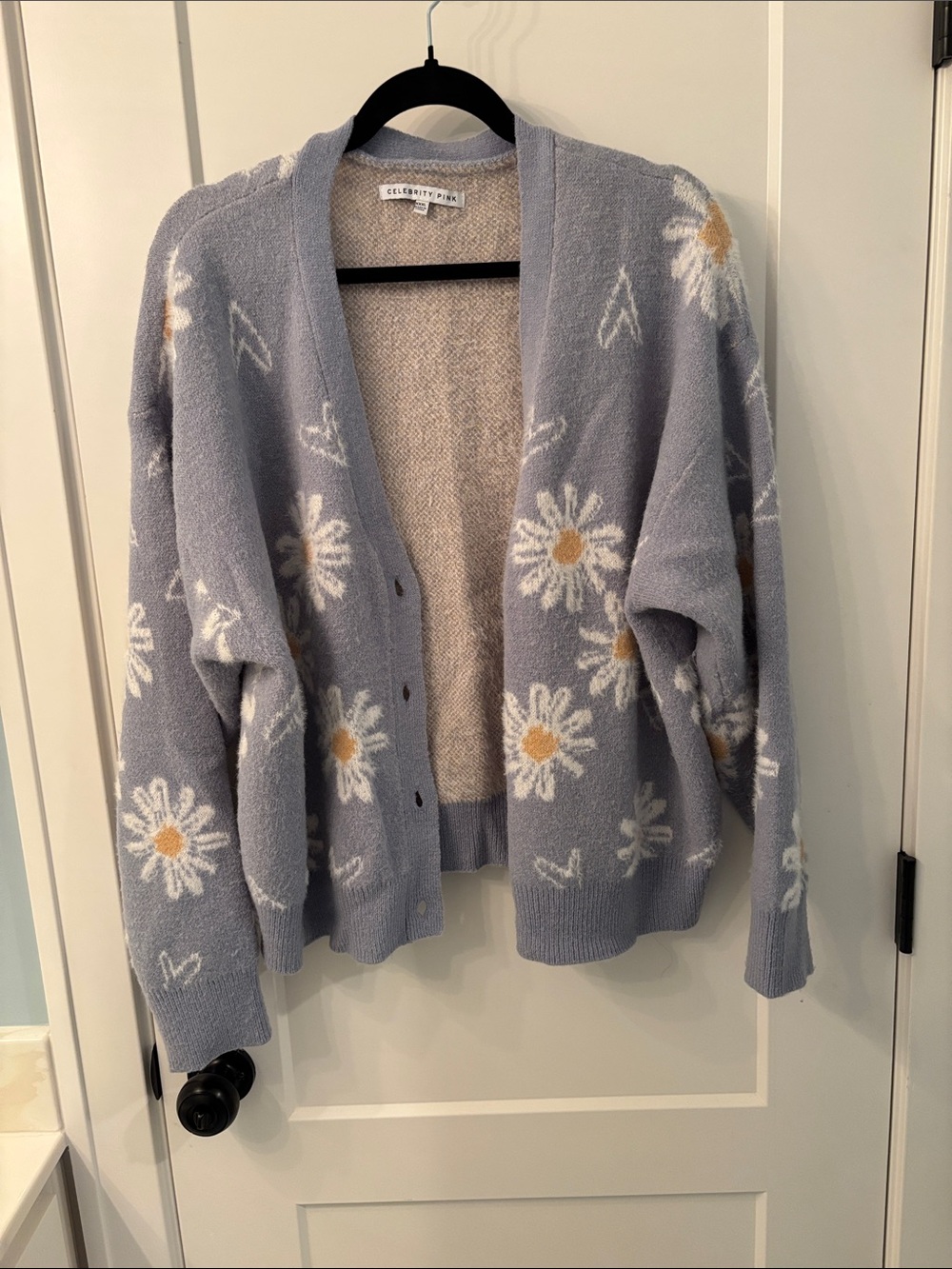 Celebrity Pink Lavender Daisy Cardigan with White & Yellow Accents
